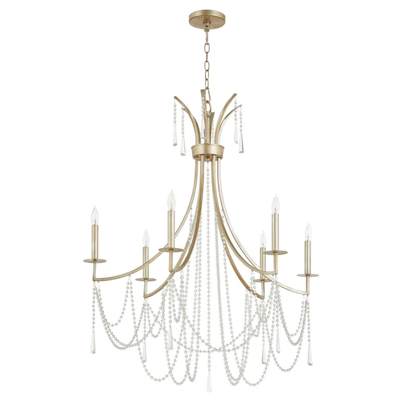 Quorum 628-6-60 Six Light Chandelier, Antique Silver