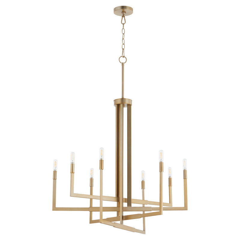 Quorum 6377-8-80 Eight Light Chandelier, Aged Brass
