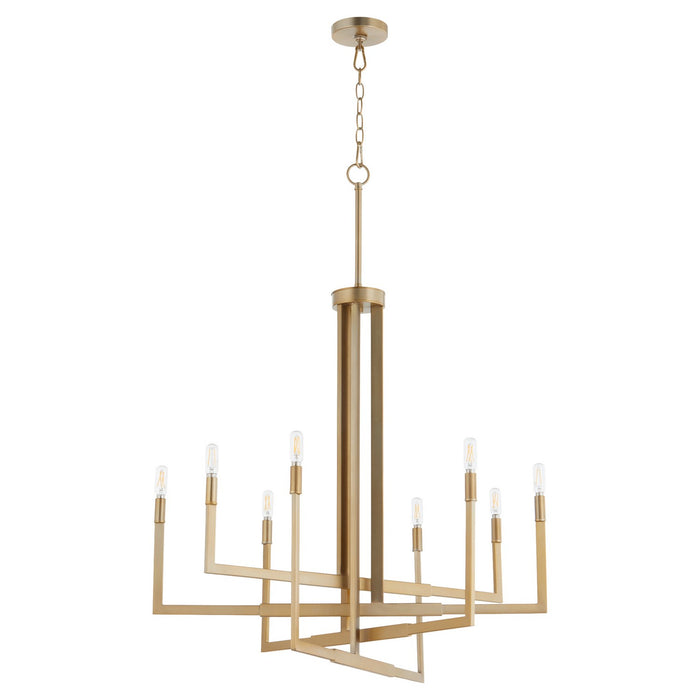 Quorum 6377-8-80 Eight Light Chandelier, Aged Brass