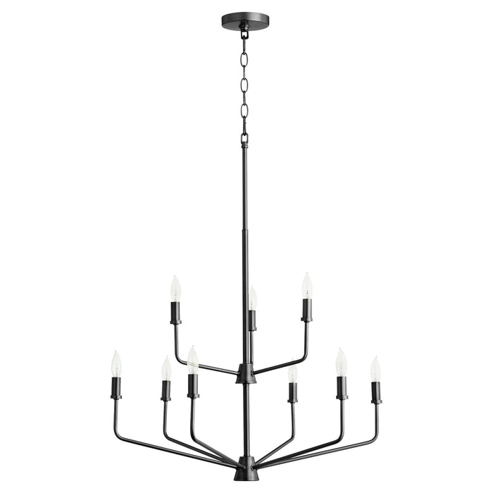 Quorum 657-9-59 Nine Light Chandelier, Matte Black