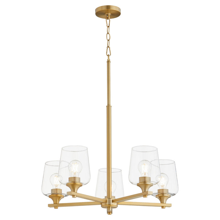 Quorum 658-5-80 Five Light Chandelier, Aged Brass