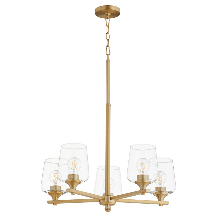 Quorum 658-5-80 Five Light Chandelier, Aged Brass