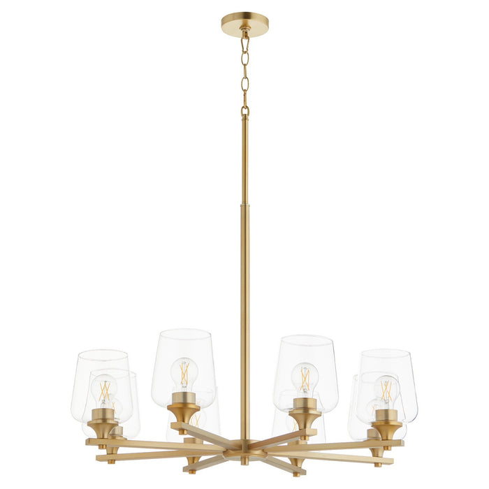 Quorum 658-8-80 Eight Light Chandelier, Aged Brass