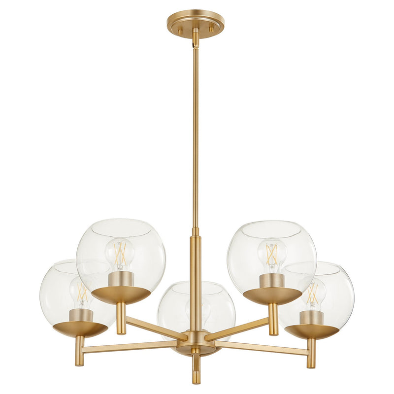 Quorum 678-5-80 Five Light Chandelier, Aged Brass