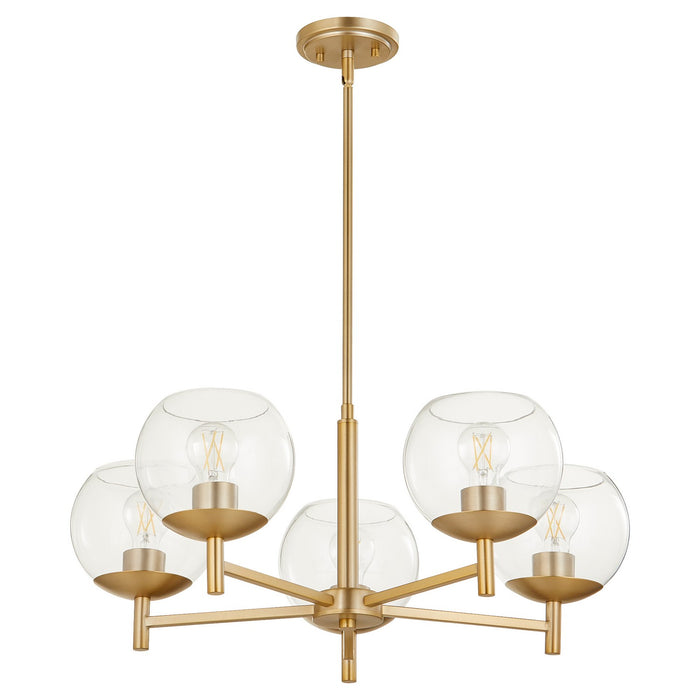Quorum 678-5-80 Five Light Chandelier, Aged Brass