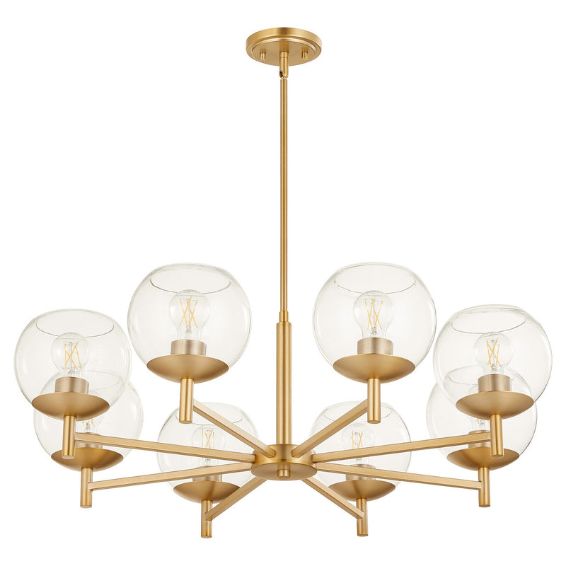 Quorum 678-8-80 Eight Light Chandelier, Aged Brass