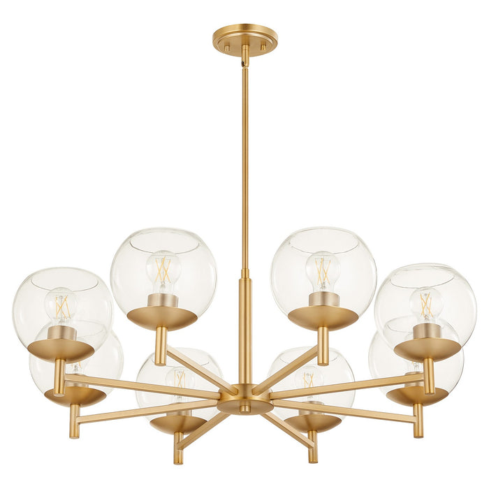 Quorum 678-8-80 Eight Light Chandelier, Aged Brass