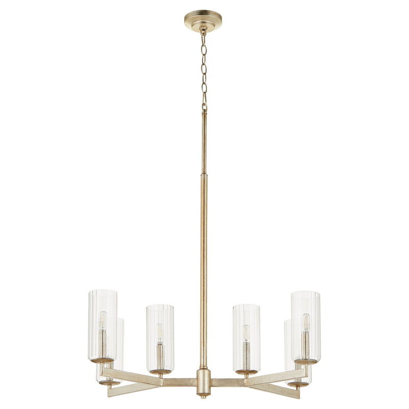 Quorum 674-6-60 Six Light Chandelier, Aged Silver Leaf