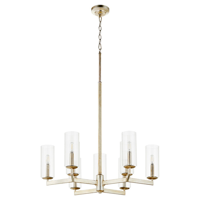 Quorum 674-9-60 Nine Light Chandelier, Aged Silver Leaf