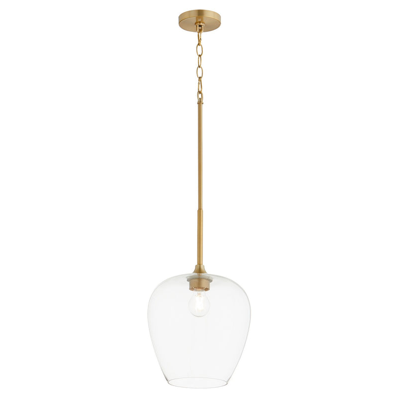Quorum 858-80 One Light Pendant, Aged Brass