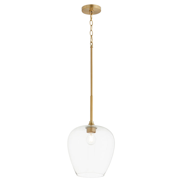 Quorum 858-80 One Light Pendant, Aged Brass