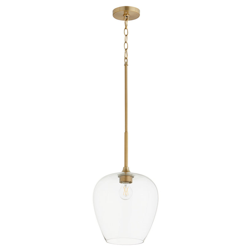 Quorum 858-80 One Light Pendant, Aged Brass