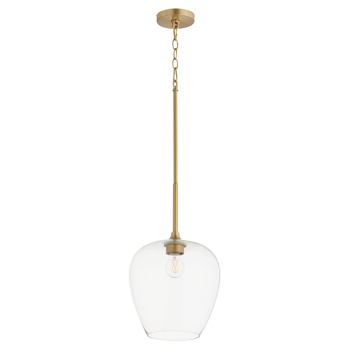 Quorum 858-80 One Light Pendant, Aged Brass