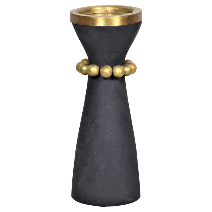 Cyan 11515 Candleholder, Antique Brass And Black