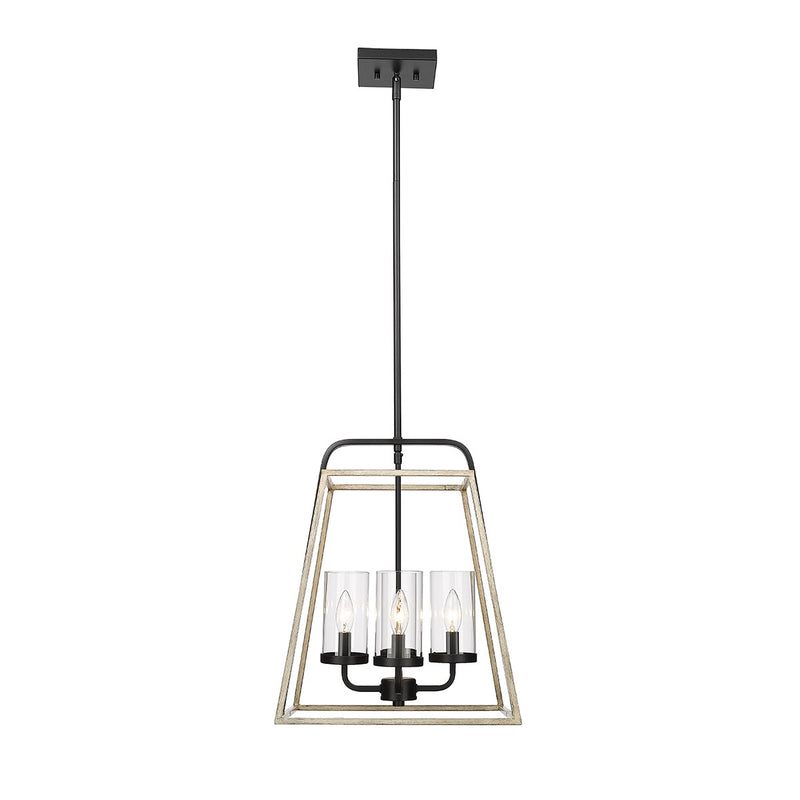 Millennium 3004-MB/GW Four Light Pendant, Matte Black Grey Wood
