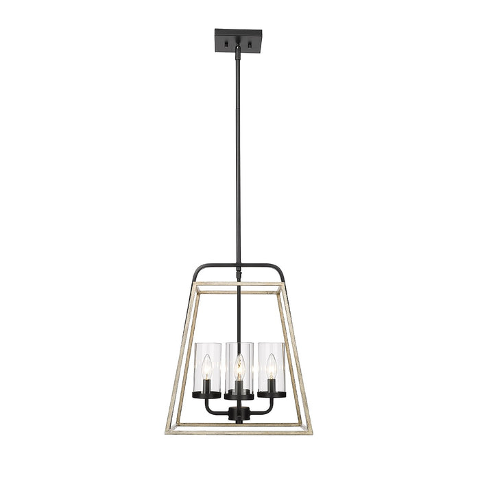 Millennium 3004-MB/GW Four Light Pendant, Matte Black Grey Wood