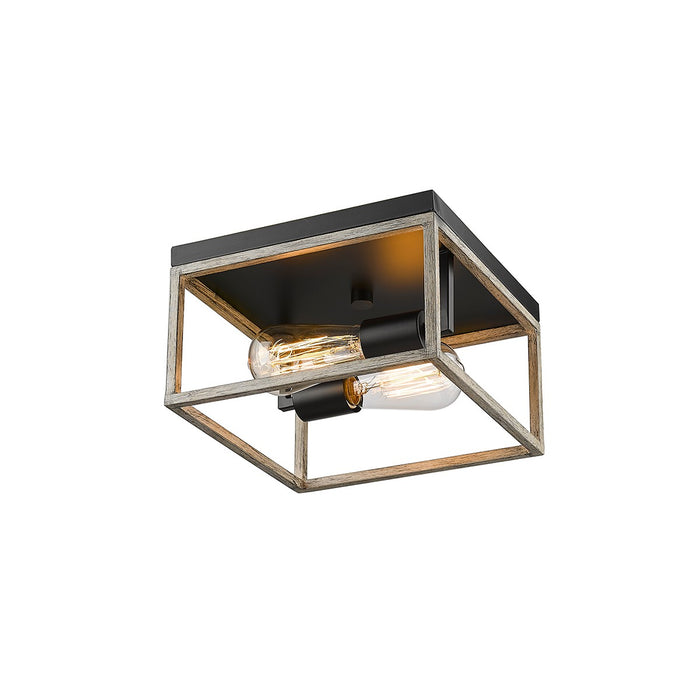 Millennium 3012-MB/GW Two Light Flushmount, Matte Black Grey Wood