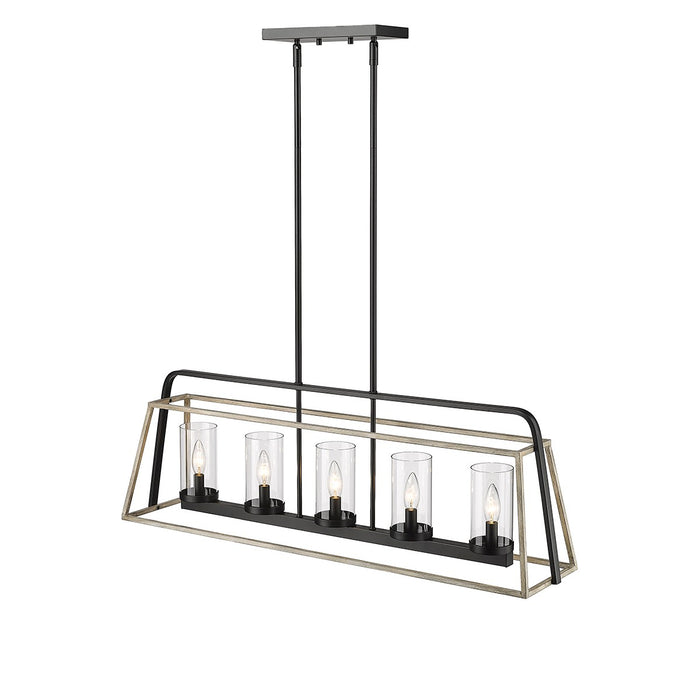 Millennium 3015-MB/GW Five Light Chandelier, Matte Black Grey Wood