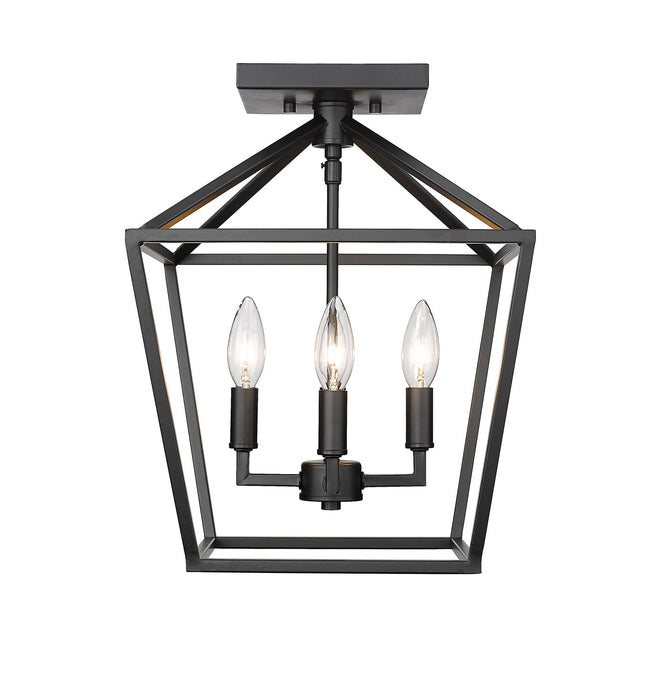 Millennium 3334-MB Four Light Semi Flush Mount, Matte Black