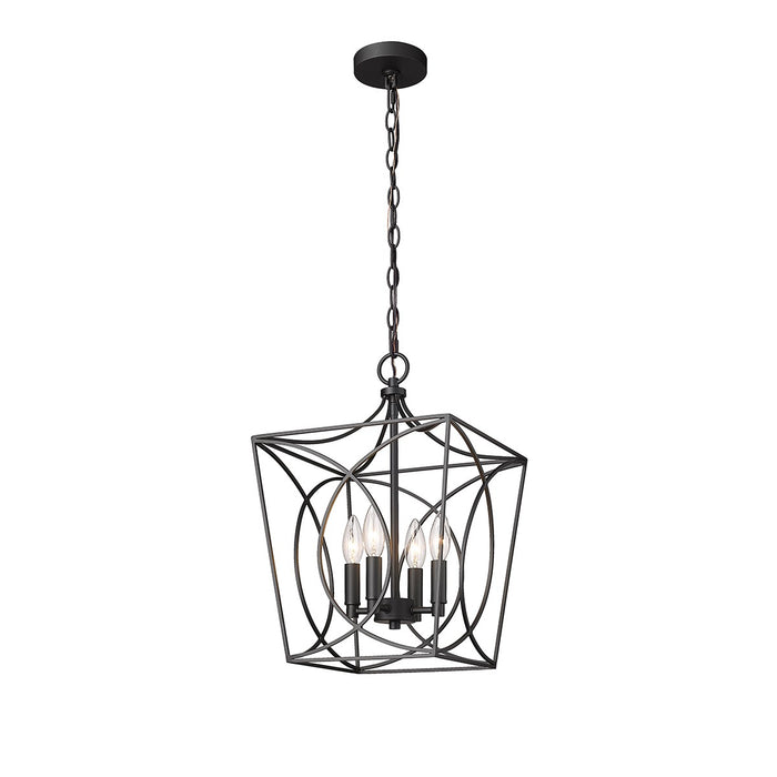 Millennium 4001-MB Four Light Pendant, Matte Black