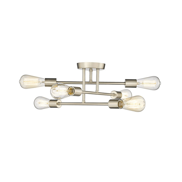Millennium 4256-MG Six Light Semi Flush Mount, Modern Gold