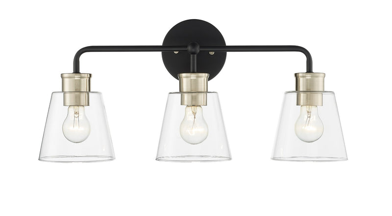 Millennium 9133-MB/MG Three Light Vanity, Matte Black Modern Gold