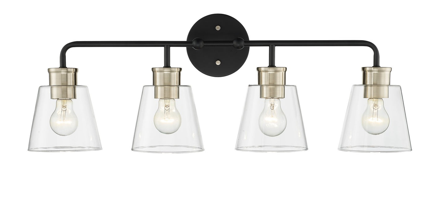 Millennium 9134-MB/MG Four Light Vanity, Matte Black Modern Gold