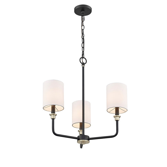 Millennium 9143-MB/MG Three Light Chandelier, Matte Black Modern Gold