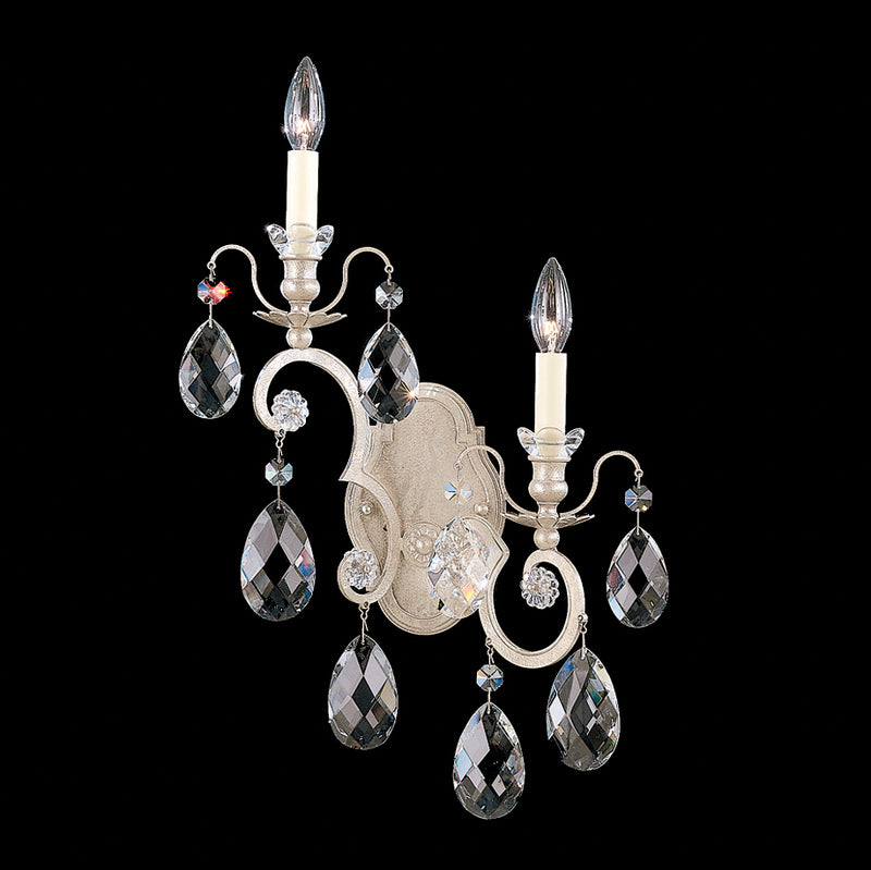 Schonbek 3757-48 Two Light Wall Sconce, Antique Silver
