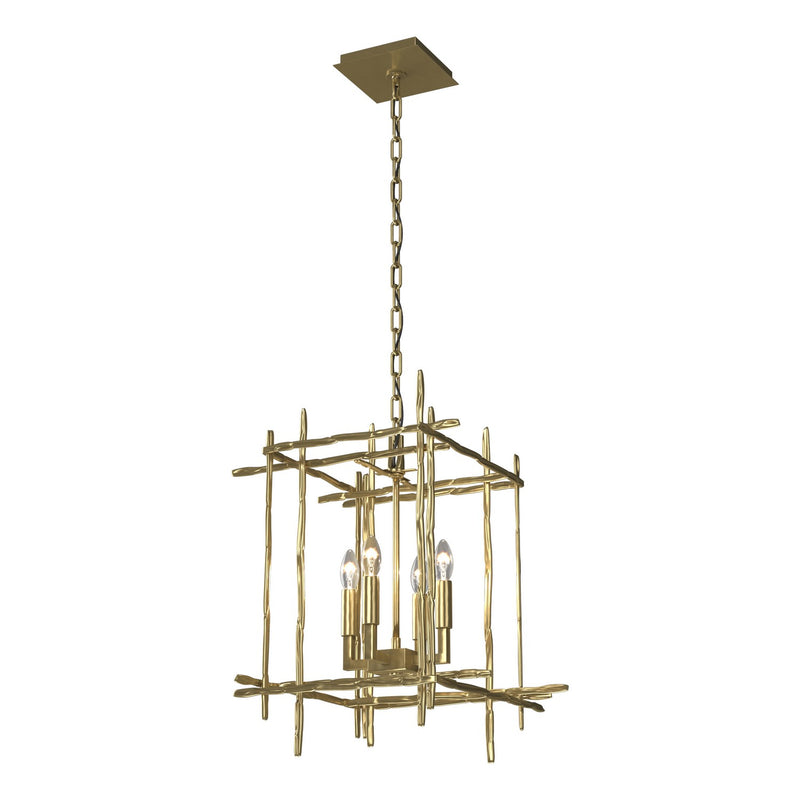 Hubbardton Forge 101315-SKT-86 Four Light Chandelier, Modern Brass