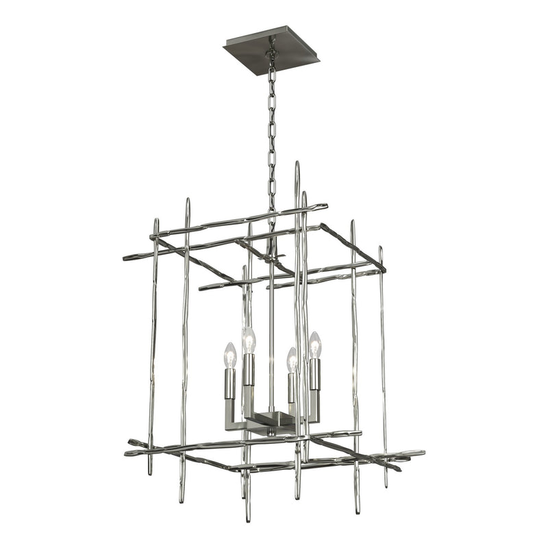 Hubbardton Forge 101316-SKT-85 Four Light Chandelier, Sterling