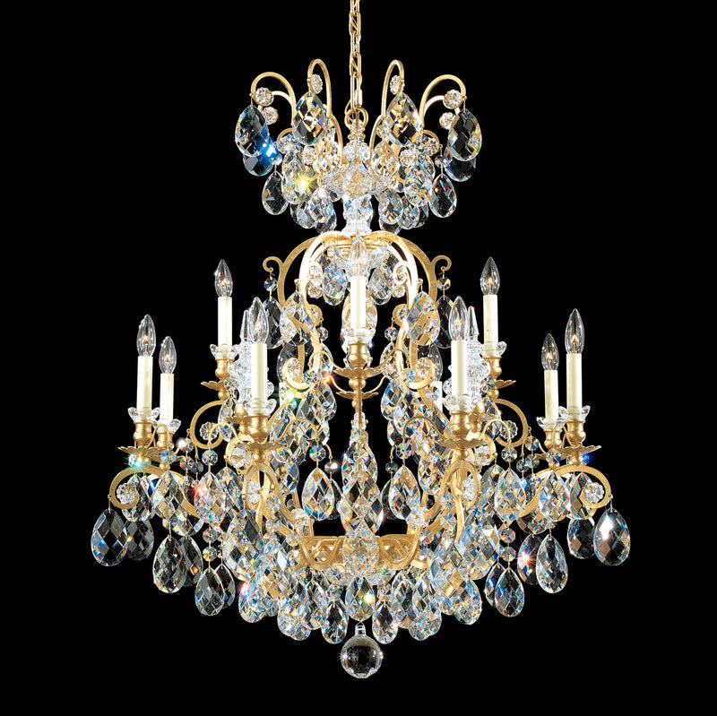 Schonbek 3772-22 13 Light Chandelier, Heirloom Gold