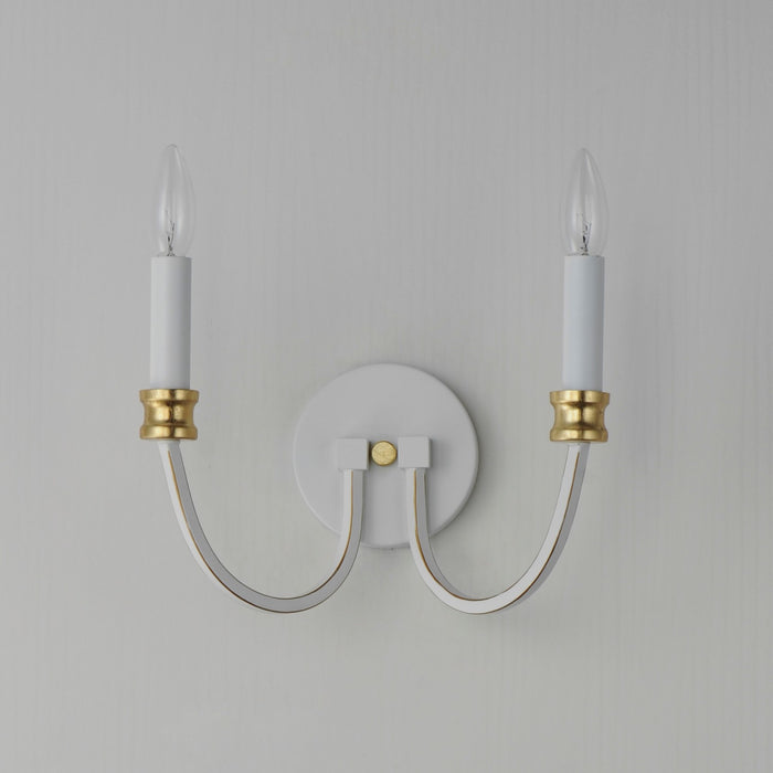 Maxim 11372WWTGL Two Light Wall Sconce, Weathered White/Gold Leaf
