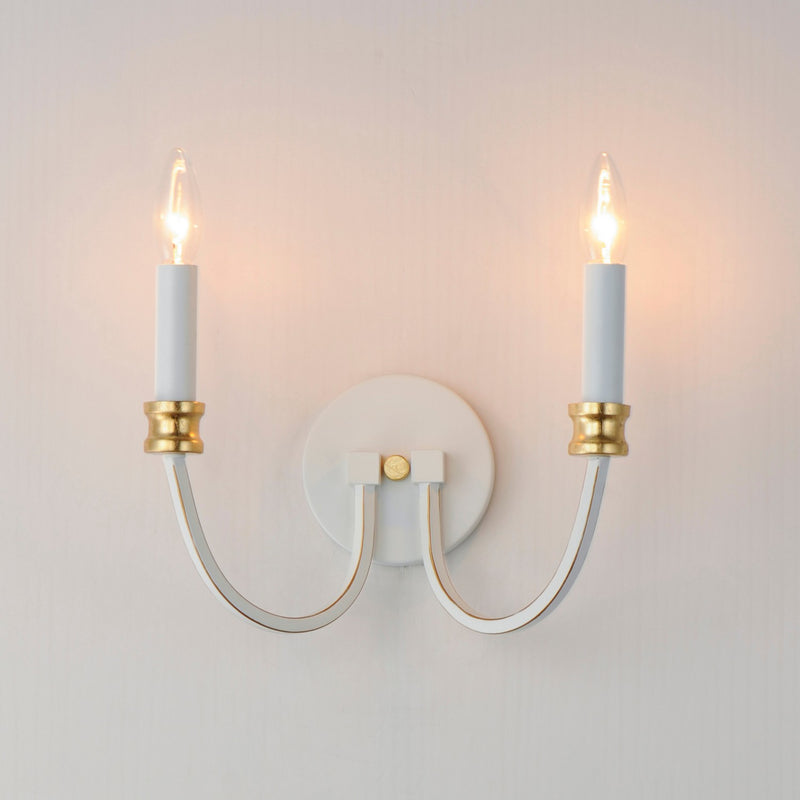 Maxim 11372WWTGL Two Light Wall Sconce, Weathered White/Gold Leaf