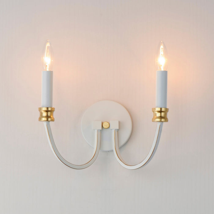 Maxim 11372WWTGL Two Light Wall Sconce, Weathered White/Gold Leaf