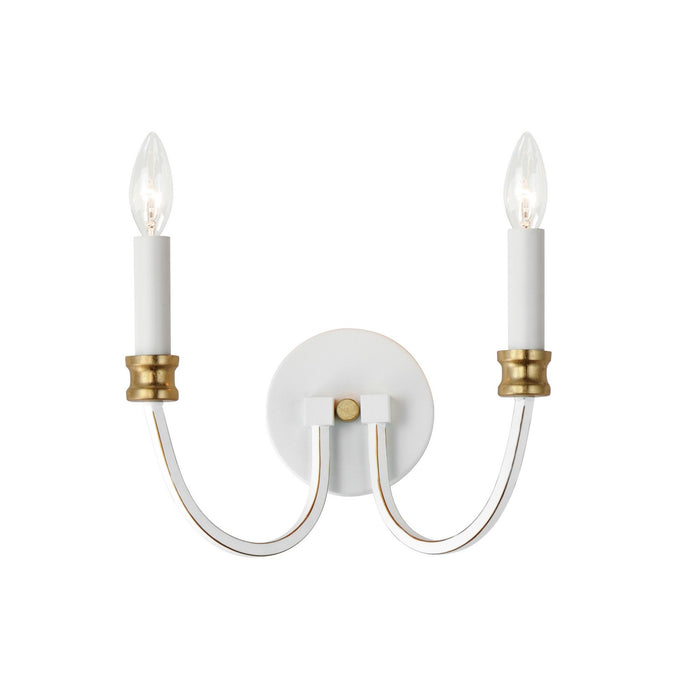 Maxim 11372WWTGL Two Light Wall Sconce, Weathered White/Gold Leaf
