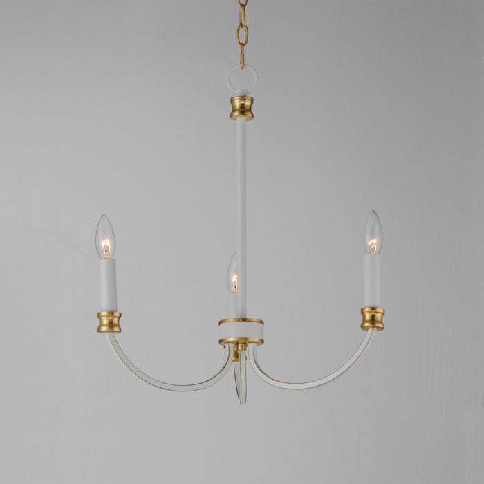 Maxim 11373WWTGL Three Light Chandelier, Weathered White/Gold Leaf