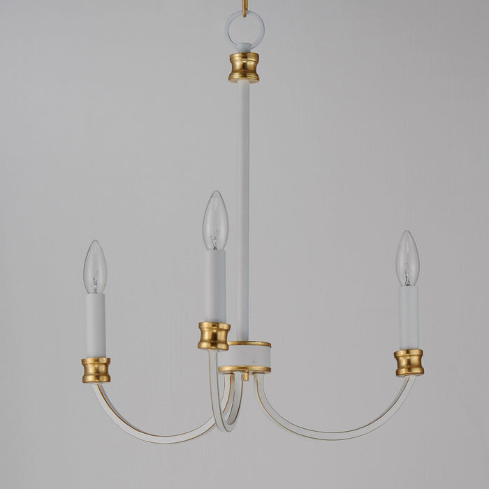 Maxim 11373WWTGL Three Light Chandelier, Weathered White/Gold Leaf