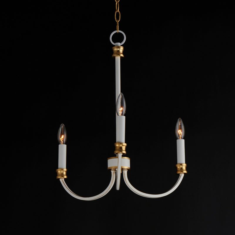 Maxim 11373WWTGL Three Light Chandelier, Weathered White/Gold Leaf