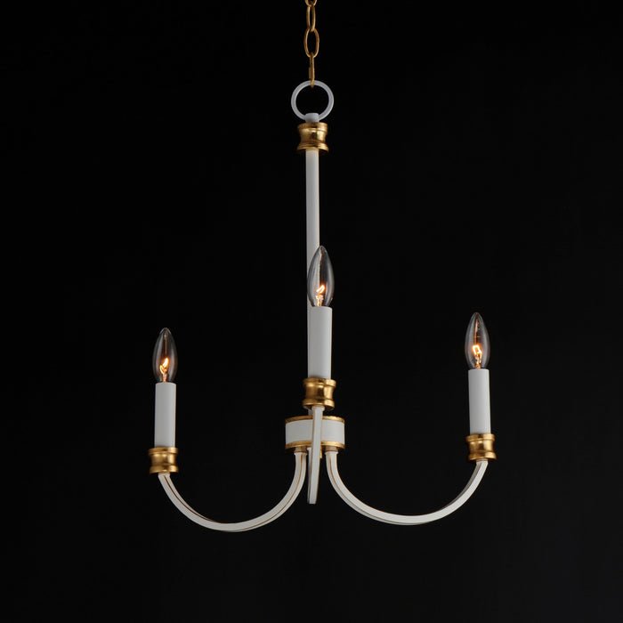 Maxim 11373WWTGL Three Light Chandelier, Weathered White/Gold Leaf