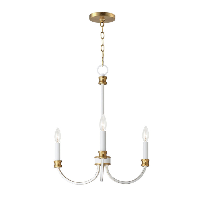 Maxim 11373WWTGL Three Light Chandelier, Weathered White/Gold Leaf
