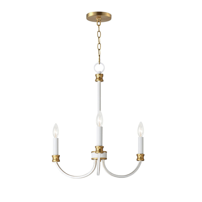 Maxim 11373WWTGL Three Light Chandelier, Weathered White/Gold Leaf