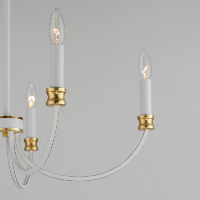 Maxim 11375WWTGL Five Light Chandelier, Weathered White/Gold Leaf