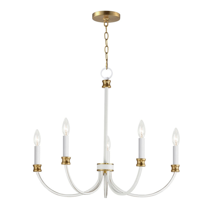 Maxim 11375WWTGL Five Light Chandelier, Weathered White/Gold Leaf