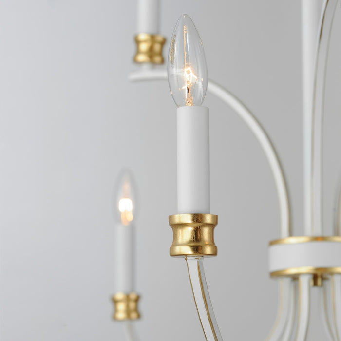 Maxim 11377WWTGL Nine Light Chandelier, Weathered White/Gold Leaf