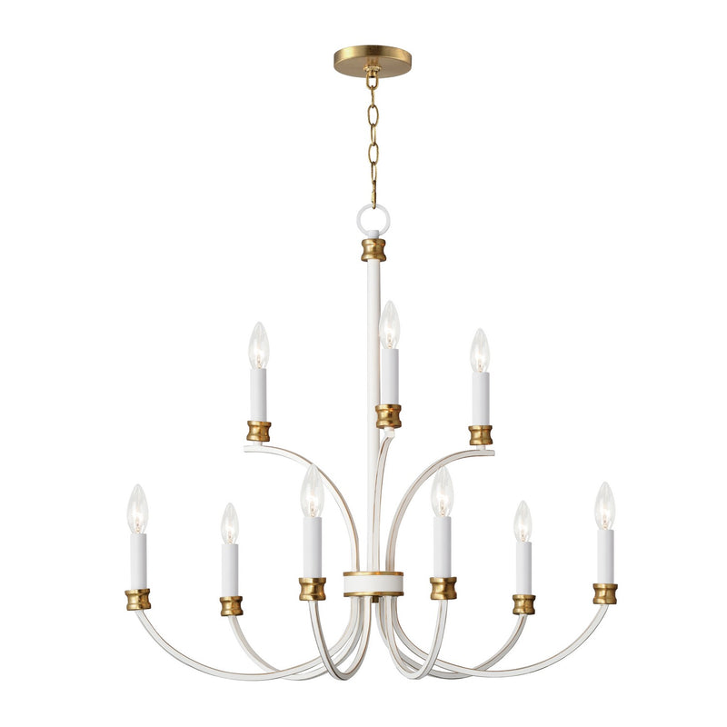 Maxim 11377WWTGL Nine Light Chandelier, Weathered White/Gold Leaf
