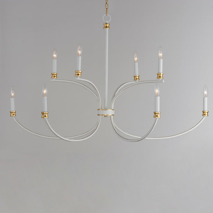Maxim 11378WWTGL Eight Light Chandelier, Weathered White/Gold Leaf