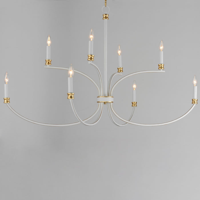 Maxim 11378WWTGL Eight Light Chandelier, Weathered White/Gold Leaf