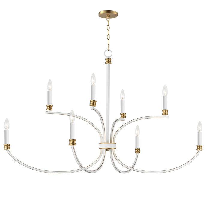 Maxim 11378WWTGL Eight Light Chandelier, Weathered White/Gold Leaf