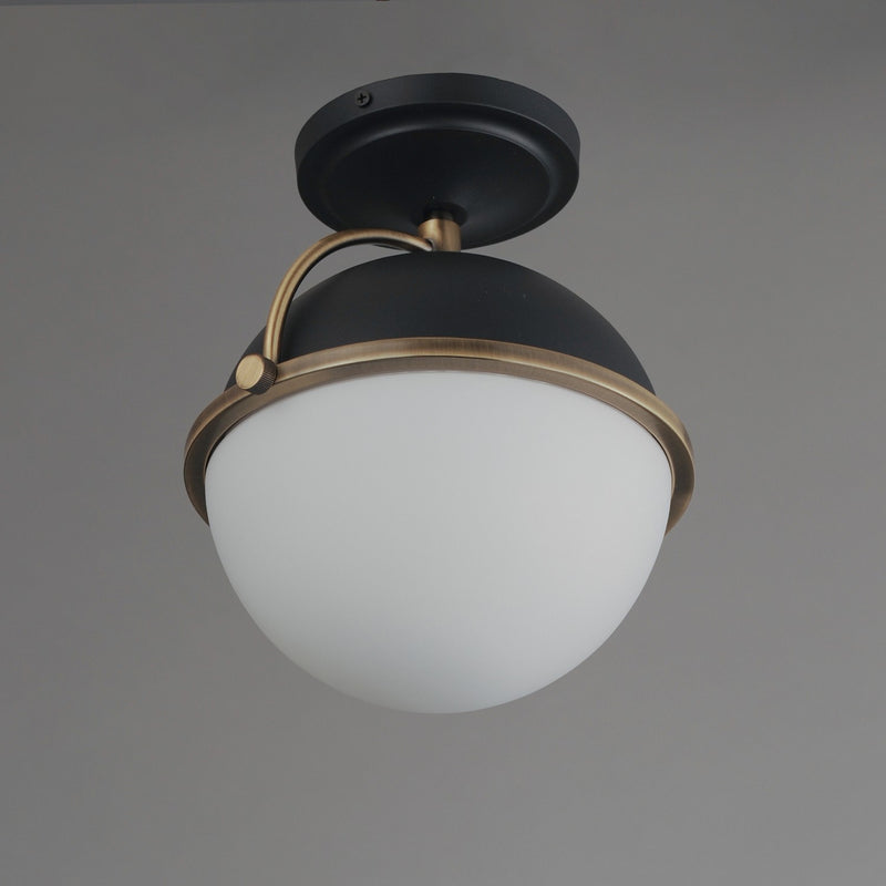 Maxim 12410SWBKWBR One Light Semi Flush Mount, Black/Weathered Brass